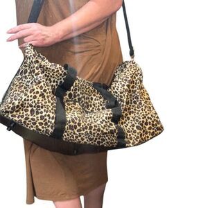 ALAZA Unisex Leopard Print Duffel Bag Large Travel with Shoe Compartment